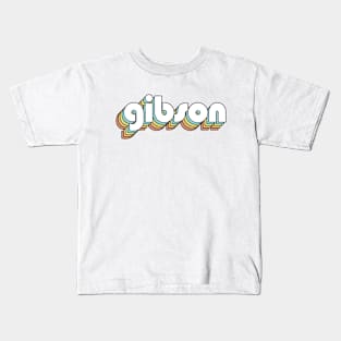 Gibson - Retro Rainbow Typography Faded Style Kids T-Shirt